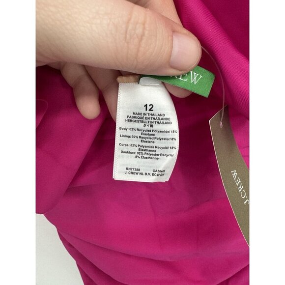 J. Crew Ruched Ruffle One Piece Swimsuit women 12 Pink Fuchsia Beach Pool NEW - Picture 4 of 9